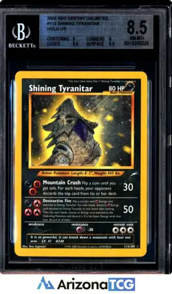 Pokemon 2002 Shining Tyranitar 113/105 Holo Neo Destiny Unlimited BGS 8.5 - Image 1