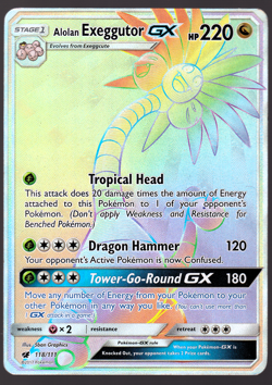 Alolan Exeggutor GX 118/111 Crimson Invasion Secret Rainbow Rare Pokemon 2017 LP - Image 1