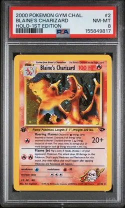 2000 POKEMON GYM CHALLENGE HOLO-1ST EDITION #2 BLAINE'S CHARIZARD PSA 8 - Image 1