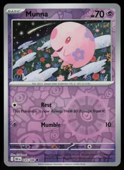 Munna 035/086 Common Black Bolt Pokemon Reverse Holo Near Mint - Image 1
