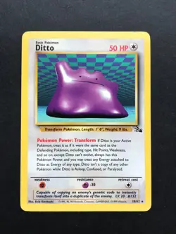Ditto 18/62 Fossil Rare - Vintage Pokemon Card WOTC 1999 - Played - Image 1