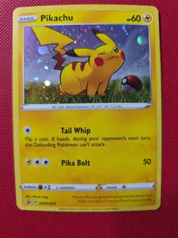Pokemon Pikachu SWSH039 Sword & Shield Promo Holo 60 HP Basic Card Small Swirl - Image 1