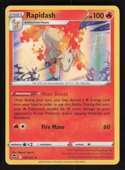 Pokemon SWSH12: Silver Tempest #22/195 Rapidash Holo Foil Card TCCCX - Image 1