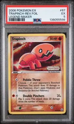 2006 POKEMON EX LEGEND MAKER #67 TRAPINCH-REVERSE FOIL PSA 5 - Image 1