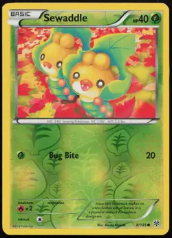 Sewaddle 8/135 MP Plasma Storm Common Reverse Holo Pokemon - Image 1