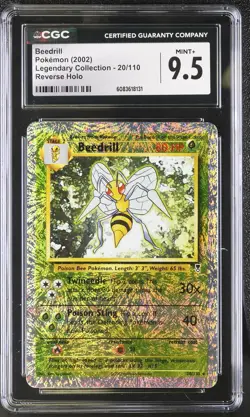 CGC 9.5 MINT+ Beedrill Legendary (Collection) 20/110 Reverse Holo Pokemon Card - Image 1