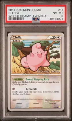 2011 POKEMON WORLD CHAMPIONSHIPS PROMO TWINBOAR #17 CLEFFA PSA 8 - Image 1