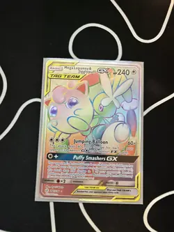 Mega Lopunny & Jigglypuff GX 261/236 Cosmic Eclipse NM Full Art Secret Rare Card - Image 3