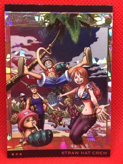 STRAW HAT CREW Luffy One Piece Holo Prism Card BANDAI TCG Japan No.8-23 SR - Image 1