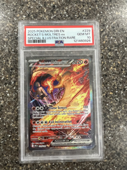 Pokemon TCG Team Rockets Moltres EX Destined Rivals Card 229/182 Gem MT PSA 10 - Image 1