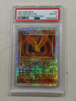 2002 POKEMON LEGENDARY COLL. 30/110 MOLTRES REVERSE FOIL PSA 8 - Image 3
