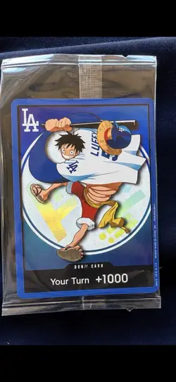 X1 One Piece Dodgers Promo Card Monkey D. Luffy 2026 - Image 1