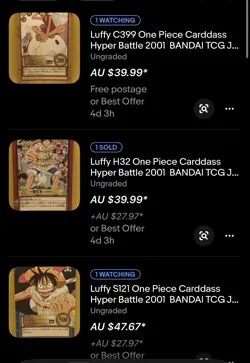 Luffy One Piece 17 Carddass Hyper Battle 2000 BANDAI TCG Japan - Image 1