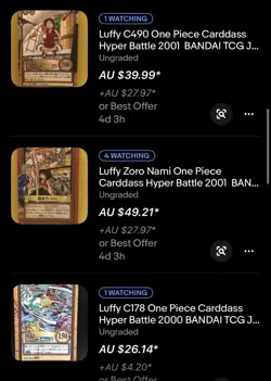 Luffy One Piece 17 Carddass Hyper Battle 2000 BANDAI TCG Japan - Image 3