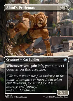 MTG Foundations *FOIL* BORDERLESS U Ajani's Pridemate #0293 - Image 1