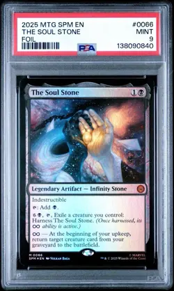 2025 MTG MARVEL'S SPIDER-MAN #0066 THE SOUL STONE PSA 9 Foil - Image 3