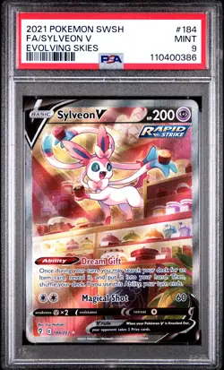 2021 POKEMON SWORD & SHIELD EVOLVING SKIES #184 FULL ART/SYLVEON V PSA 9 - Image 1