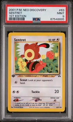 PSA 9 MINT 2001 POKEMON NEO DISCOVERY SENTRET #63 1ST EDITION ENGLISH - Image 1