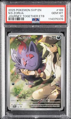 2025 POKEMON SVP EN-SV BLACK STAR PROMO #189 N'S ZORUA PSA 10 - Image 1