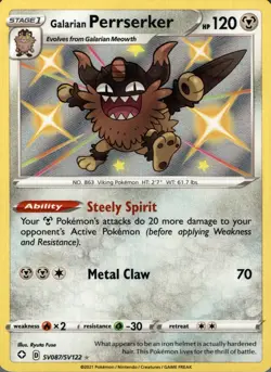 Galarian Perrserker SV087/SV122 Shining Fates Shiny Vault Pokemon Holo NM - Image 1