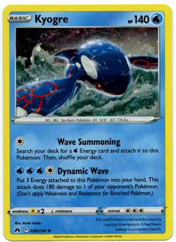 Pokemon - Crown Zenith Cosmos Holo Kyogre 036/159 NM SWIRL - Image 1