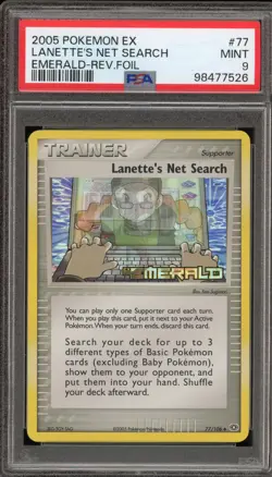 Pokemon Lanette's Net Search EX Emerald Reverse Holo #77 PSA 9 Mint - Image 1