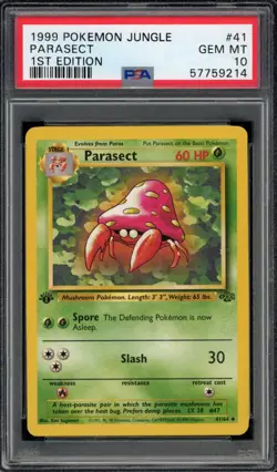 1999 POKEMON JUNGLE #41 PARASECT 1ST EDITION PSA 10 - Image 1