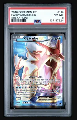 2016 Pokemon XY Breakpoint Gyarados EX Full Art #114/122 PSA 8 - Image 1