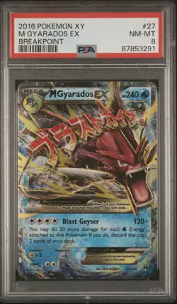 2016 Pokemon XY Breakpoint M Gyarados EX #27 PSA NM-MT 8 - Image 1