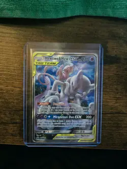 Mewtwo & Mew GX SM191 Tag Team Black Star Promo Sun & Moon Pokemon TCG Damaged - Image 1