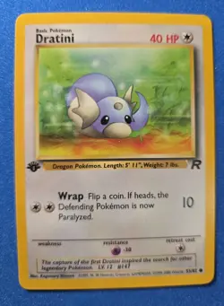 Pokemon TCG Team Rocket 1st Edition Dratini 53/82 - NM + Great Center! - Image 1