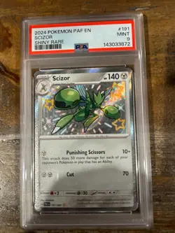 Pokemon 2024 Paldean Fates Shiny Rare SCIZOR #191 PSA 9 Mint RARE - Image 1