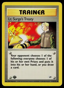 Pokemon Card - Lt. Surge's Treaty Gym Heroes 112/132 Uncommon 1st Edition - Image 1