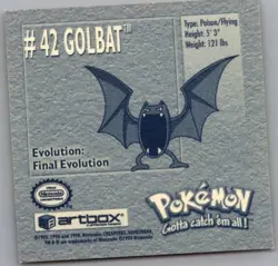 1999 Pokemon Series 1 Artbox Sticker Card - Golbat #42 - NM - Image 2