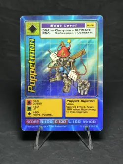 Puppetmon Card Bo-96 Mega Level Digimon Holo Foil Bandai 1999 MP - Image 1