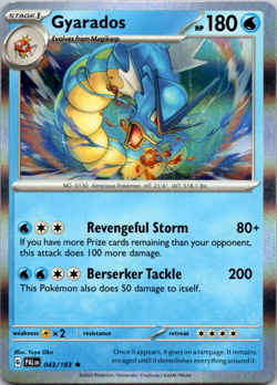 POKEMON Card - Gyarados 043/193 - Holo Rare - Paldea Evolved - NM - Image 1