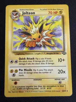 Jolteon 20/64 Jungle Rare Pokemon TCG Card English Unlimited 1999 - Image 1