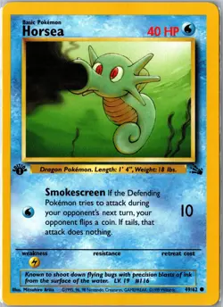 Pokemon Card - Horsea Fossil 49/62 1999 Common 1st Edition Lightly Played - Image 1