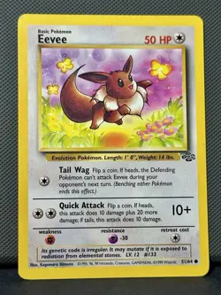 Eevee 51/64 Jungle Common Vintage 1999 Pokemon TCG Card LP/NM Regular WOTC - Image 1
