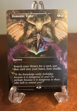 Borderless Foil Demonic Tutor MTG English Commander Masters CMM Magic - Image 1