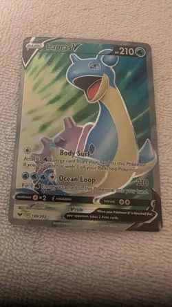 Lapras V (Full Art) 189/202 Swsh01: Sword & Shield Holo TCG Pokemon Card - Image 1
