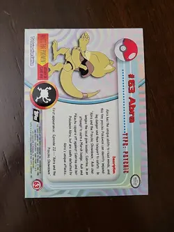 NM! RAYS HOLO FOIL 1999 Topps Pokemon Series 1 - #63 Abra Black Logo - Image 2