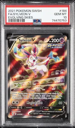 2021 POKEMON SWORD & SHIELD EVOLVING SKIES #184 FULL ART/SYLVEON V PSA 10 - Image 1