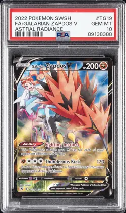 2022 POKEMON SWORD & SHIELD ASTRAL RADIANCE FULL ART/GALARIAN ZAPDOS V PSA 10 - Image 1
