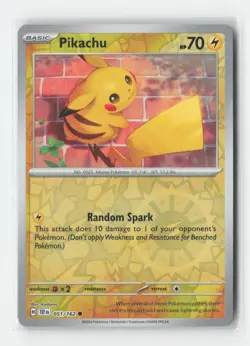 Pikachu 051/162 Common Temporal Forces Pokemon Reverse Holo Near Mint - Image 1