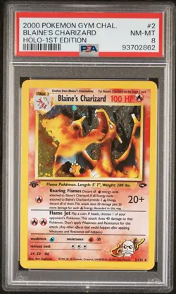 2000 Pokemon Blaine's Charizard Gym Challenge 1st Edition Holo Rare #2 PSA 8 - Image 3