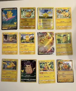 Pokemon TCG Pikachu 12-Card Lot Pokemon GO Foil/Regular V VMAX incl VMAX - Image 1
