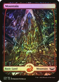 Mountain 278 FOIL FULL ART - 278/281 - Basic Land Streets of New Capenna SNC MTG - Image 1