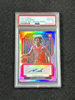 2021-22 Prizm AYO DOSUNMU Rookie Signatures Silver Prizm RC AUTO PSA 10 - POP 5 - Image 1