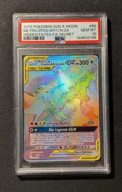 2019 Pokemon Sun Moon Moltres Zapdos Articuno GX Hidden Fates Secret Rare PSA 10 - Image 1
